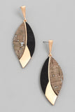 Elegant Tri-Colored Leaf Earrings